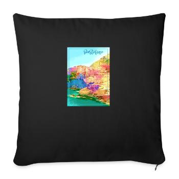 Portofino,italy,port,sea,landscape,italy - Sofa pillowcase 17,3'' x 17,3'' (45 x 45 cm) - black - Front