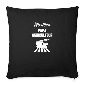 Meilleur papa agriculteur - Housse de coussin décorative 45 x 45 cm - noir - Devant