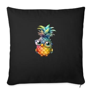 Pineapple character with glasses - Sofa pillowcase 17,3'' x 17,3'' (45 x 45 cm) - black - Front