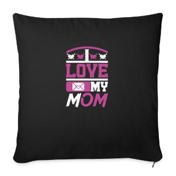 J’aime ma mère - Cadeaux de la fête des mères - Housse de coussin décorative 45 x 45 cm - noir - Devant