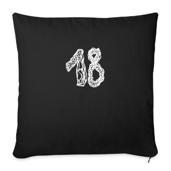 Numéro 18 blanc - Housse de coussin décorative 45 x 45 cm - noir - Devant