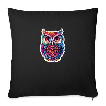 Cute Owl Kawaii Mascot - Sofa pillowcase 17,3'' x 17,3'' (45 x 45 cm) - black - Front