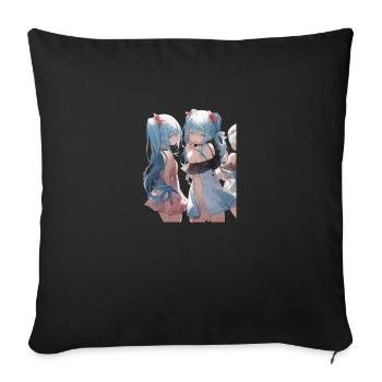 Beautiful Anime Woman - Sofa pillowcase 17,3'' x 17,3'' (45 x 45 cm) - black - Front