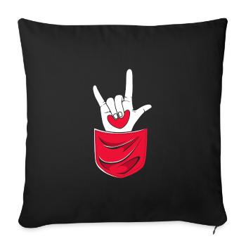Sign language sign ASL deaf - Sofa pillowcase 17,3'' x 17,3'' (45 x 45 cm) - black - Front
