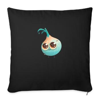 Sweet onion character with googly eyes - Sofa pillowcase 17,3'' x 17,3'' (45 x 45 cm) - black - Front