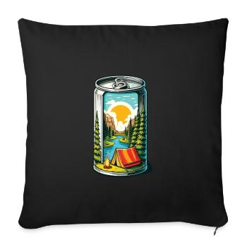Camping Lagerfeuer Dose - Sofakissenbezug 45 x 45 cm - Schwarz - Vorne