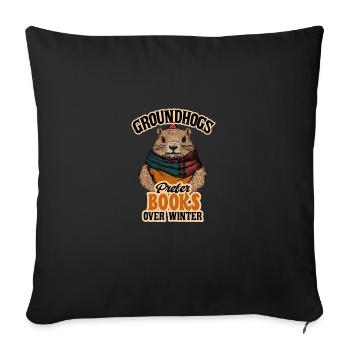 Murmeltiere bevorzugen Bücher gegenüber gemütlichen Lektüre im Winter - Sofakissenbezug 45 x 45 cm - Schwarz - Vorne