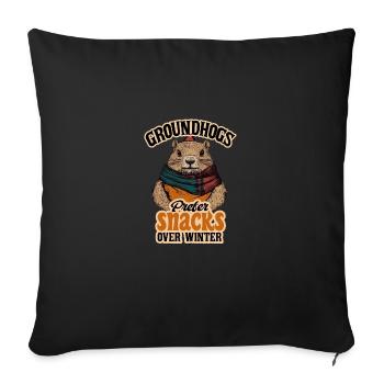 Les marmottes préfèrent les collations aux délices d’hiver - Housse de coussin décorative 45 x 45 cm - noir - Devant