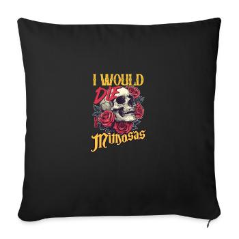 Je mourrais pour les mimosas crâne Roses Design - Housse de coussin décorative 45 x 45 cm - noir - Devant