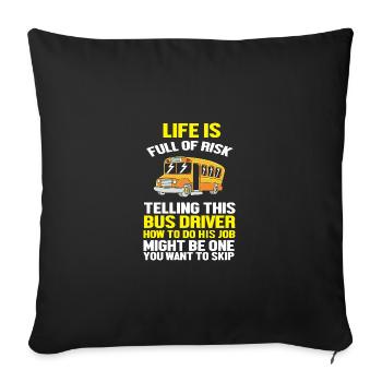 Chauffeur d’autobus scolaire Autobus scolaire - Housse de coussin décorative 45 x 45 cm - noir - Devant
