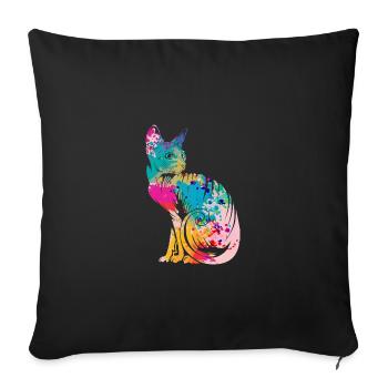 Chats Sphynx - Housse de coussin décorative 45 x 45 cm - noir - Devant