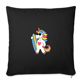 UNICORN SURFING UNICORN SURFING SURFBOARD MOTIF - Sofa pillowcase 17,3'' x 17,3'' (45 x 45 cm) - black - Front