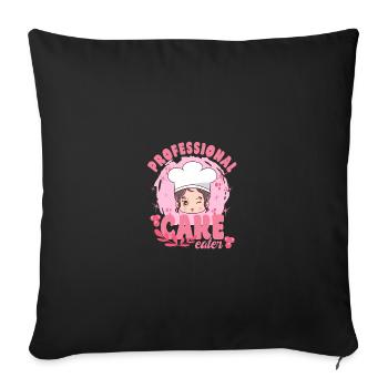 Cake Baker Professional Cake Eater Gift - Sofa pillowcase 17,3'' x 17,3'' (45 x 45 cm) - black - Front