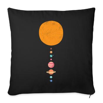 Solar System and Planets: Astronomy Gift - Sofa pillowcase 17,3'' x 17,3'' (45 x 45 cm) - black - Front