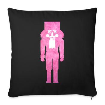 Nussknacker Plüsch flauschig Weihnachten rosa cool - Sofakissenbezug 45 x 45 cm - Schwarz - Vorne
