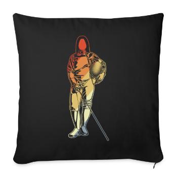 Fencing Girl Drawing - Sofa pillowcase 17,3'' x 17,3'' (45 x 45 cm) - black - Front