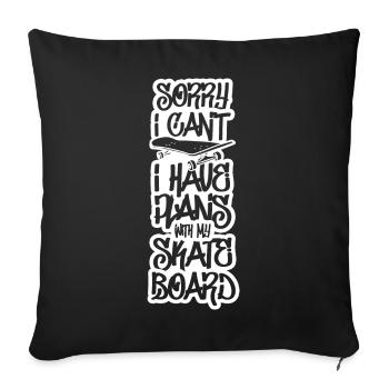 J’ai des projets avec mon skateboard - Housse de coussin décorative 45 x 45 cm - noir - Devant