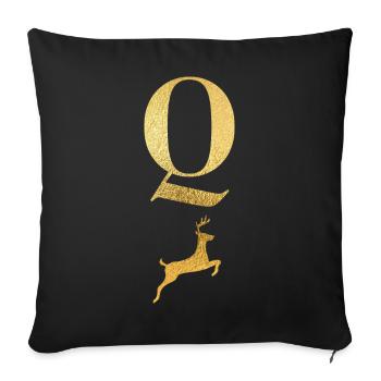 Letter Q Golden Deer - Gift Idea - Sofa pillowcase 17,3'' x 17,3'' (45 x 45 cm) - black - Front