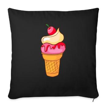 Crème glacée, crème glacée, crème glacée, crème glacée, boule, crème glacée, sundae - Housse de coussin décorative 45 x 45 cm - noir - Devant