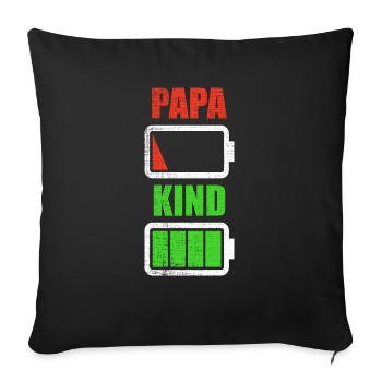Papa père fils enfant fille cadeau de naissance - Housse de coussin décorative 45 x 45 cm - noir - Devant