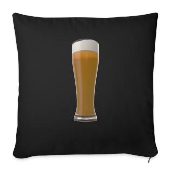 Beer Glass 3D - Bierglas - Sofa pillowcase 17,3'' x 17,3'' (45 x 45 cm) - black - Front