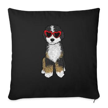 Bernedoodle Hund - Sofakissenbezug 45 x 45 cm - Schwarz - Vorne