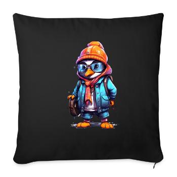 Cute Penguin Cartoon - Sofa pillowcase 17,3'' x 17,3'' (45 x 45 cm) - black - Front