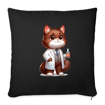 Cute Cat Scientist - Sofakissenbezug 45 x 45 cm - Schwarz - Vorne