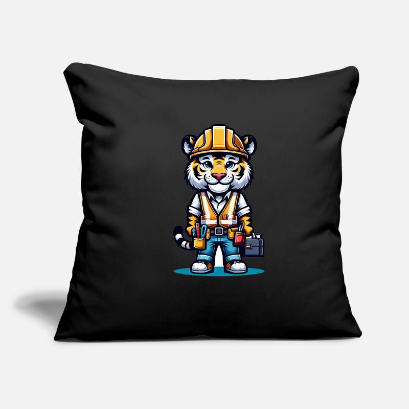 Mignon tigre ouvrier de la construction Housse de coussin décorative 45 x 45 cm