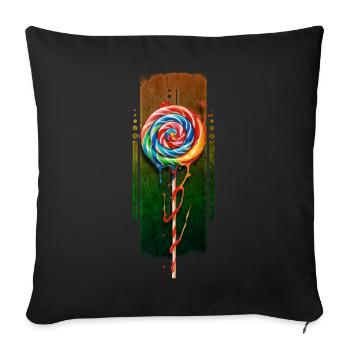 Skurriler Wirbel: Mehrfarbiges Eis am Stiel - Sofakissenbezug 45 x 45 cm - Schwarz - Vorne