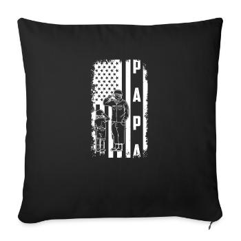 Papa USA Drapeau Père Fête des Pères Militaire Soldat - Housse de coussin décorative 45 x 45 cm - noir - Devant