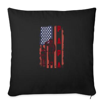 Papa États-Unis Drapeau Père Fête des pères Militaires Soldats - Housse de coussin décorative 45 x 45 cm - noir - Devant