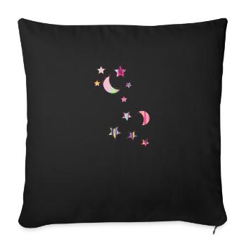 stars,moon,star,yellow,illustration,pink,colorful - Sofa pillowcase 17,3'' x 17,3'' (45 x 45 cm) - black - Front