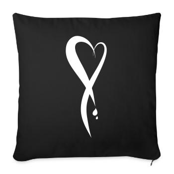 Cœur ensanglanté, dessiné/peint à la main - Housse de coussin décorative 45 x 45 cm - noir - Devant