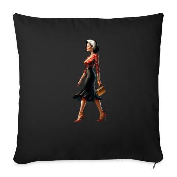 Élégance Rétro Chic - Housse de coussin décorative 45 x 45 cm - noir - Devant