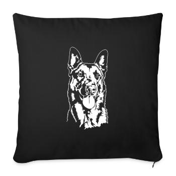 Belge Malinois Portrait Chien Chiens Wilsigns - Housse de coussin décorative 45 x 45 cm - noir - Devant