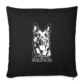 Belge Malinois Portrait Chien Chiens Wilsigns - Housse de coussin décorative 45 x 45 cm - noir - Devant