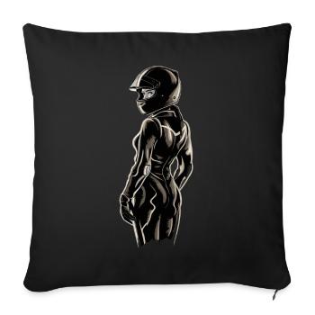 Lady Biker für eine Motorradfahrerin Bikerin - Sofakissenbezug 45 x 45 cm - Schwarz - Vorne