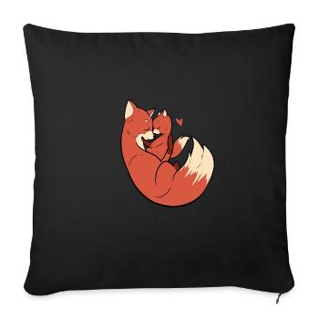 Fox Cuddle Boyfriend or Girlfriend Gift - Sofa pillowcase 17,3'' x 17,3'' (45 x 45 cm) - black - Front
