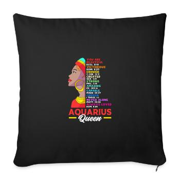 Zodiac sign Aquarius - Sofa pillowcase 17,3'' x 17,3'' (45 x 45 cm) - black - Front