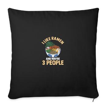 J’aime les ramen et peut-être 3 personnes Noodle Anime - Housse de coussin décorative 45 x 45 cm - noir - Devant