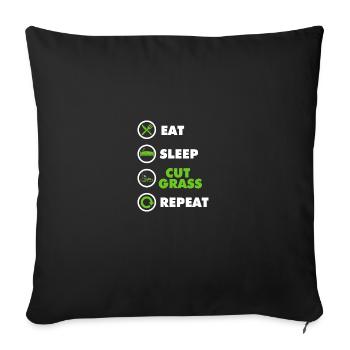 Drôle d’aménagement paysager Manger Sommeil Couper Herbe Répéter - Housse de coussin décorative 45 x 45 cm - noir - Devant