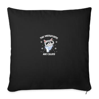 Snowboard Funny Meowtains Ski Lover Cat Mountain - Housse de coussin décorative 45 x 45 cm - noir - Devant