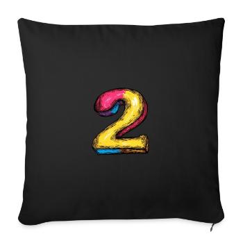 2 Number Comic - Sofa pillowcase 17,3'' x 17,3'' (45 x 45 cm) - black - Front
