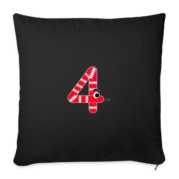 Number 4 Snake Red Kids - Sofa pillowcase 17,3'' x 17,3'' (45 x 45 cm) - black - Front