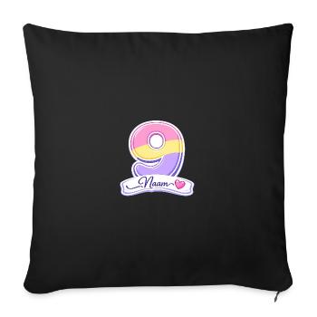 Birthday 9 Pastel personnalisable - Housse de coussin décorative 45 x 45 cm - noir - Devant