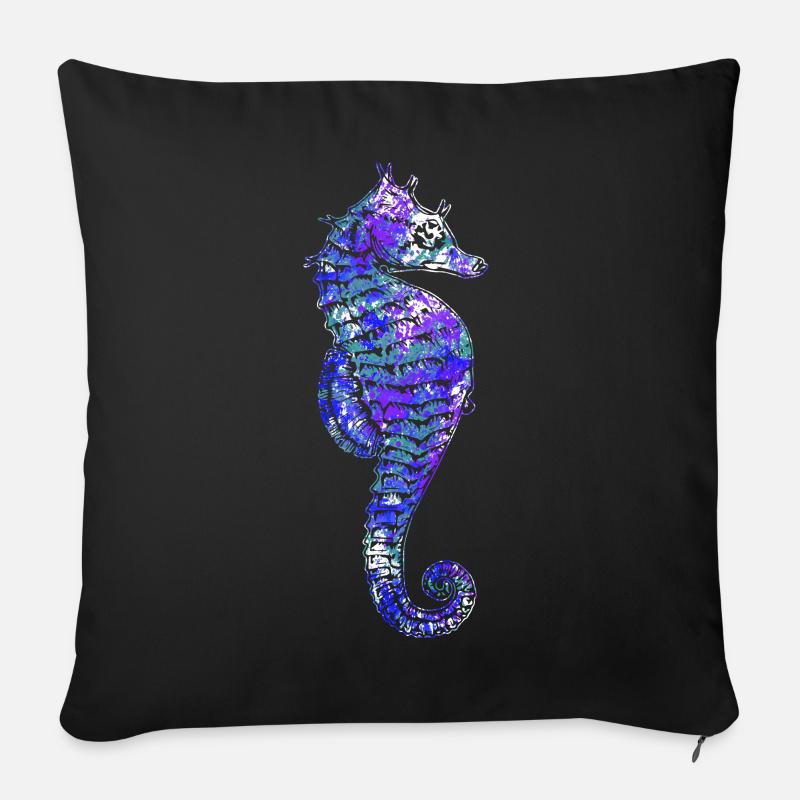 Seepferchen Meerestier Seepferd Meer Geschenk - Sofakissenbezug 45 x 45 cm - Schwarz