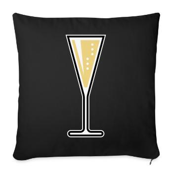 XSektglas (Sekt / Trichter / Zu / 3C) - Sofakissenbezug 45 x 45 cm - Schwarz - Vorne