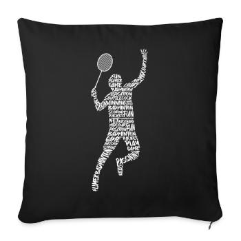 Joueur de badminton Badminton Typographie Badminton - Housse de coussin décorative 45 x 45 cm - noir - Devant