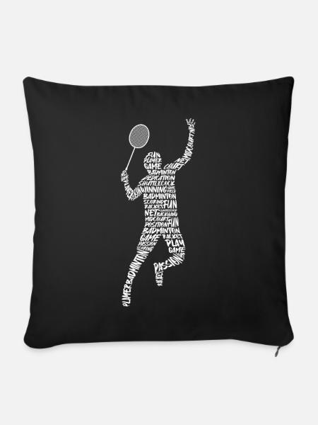 Badmintonspieler Badminton Typografie Federball - Sofakissenbezug 45 x 45 cm - Schwarz